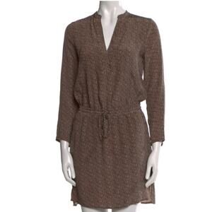 Vince 100% Silk Printed Shirt Mini Dress Long Sleeve Size 6